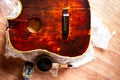 Painting an old guitar with varnish. Repair of vintage musical instruments