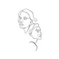 Painting one line young woman or girl portrait face Royalty Free Stock Photo