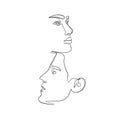 Painting one line young woman or girl portrait face Royalty Free Stock Photo