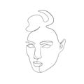 Painting one line young woman or girl portrait face Royalty Free Stock Photo