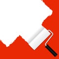 Painting with paint roller - red Royalty Free Stock Photo