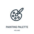 painting palette icon vector from holland collection. Thin line painting palette outline icon vector illustration. Linear symbol