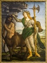 Painting Pallas and the Centaur by Sandro Botticelli from 1482 at Uffizi Gallery Royalty Free Stock Photo