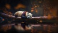 a painting of a panda bear sleeping on a tree branch Royalty Free Stock Photo