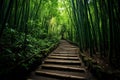 a painting of a path through a bamboo forest. generative ai Royalty Free Stock Photo