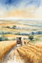 Painting of a peasant working in a wheat field