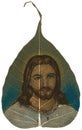 Painting on Peepal Leaf - Jesus