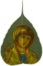 Painting on Peepal Leaf - Madonna Blessing