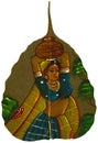 Painting on Peepal Leaf - Young Woman