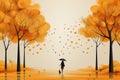 A painting of a person with an umbrella walking in the rain Royalty Free Stock Photo