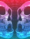 Painting pink and blue skull background