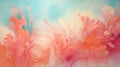 Vibrant Abstract Painting Of Peach Flowers And Coral