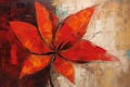 Painting of poinsettia flower in red and orange colors, Abstract expressionist oil painting of a red flower with an abstract Royalty Free Stock Photo