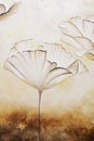 Painting poppies white color with texture in canvas