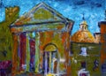 Painting of the Portico of Octavia in Rome, Italy, Royalty Free Stock Photo