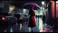 Woman with umbrella in the city