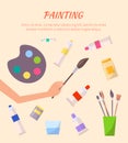 Painting Poster with Watercolor Palette with Tubes