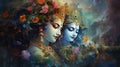 painting of radha Krishna Hindu God portrait Royalty Free Stock Photo