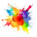 Painting Rainbow colors watercolor splash splatter stain brush strokes on white background. Modern vibrant aquarelle spot. Trendy Royalty Free Stock Photo