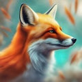 a painting of a red fox with green eyes, very very beautiful furry art,