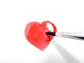 Painting red heart with water color Royalty Free Stock Photo