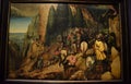 Painting, representing soldiers who are climbing a mountain path, painted by Pieter Bruegel, at the Kunst Museum in Vienna.