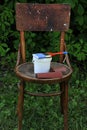 Painting restoration old chair before and after Royalty Free Stock Photo