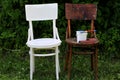 Painting restoration old chair before and after Royalty Free Stock Photo
