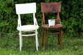 Painting restoration old chair before and after Royalty Free Stock Photo