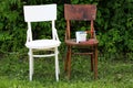 Painting restoration old chair before and after Royalty Free Stock Photo
