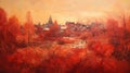 Detailed Red Colours In Sza Impressionist Style Painting