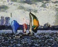 Painting sailboats Royalty Free Stock Photo