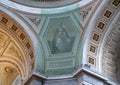 Painting of Saint Ambrose protected by netting inside the Esztergom Basilica, Esztergom, Hungary