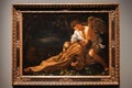 Painting Saint Francis of Assisi in Ecstasy showing an Angel comforting the Saint, by Michelangelo Merisi da Caravaggio