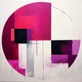 Bold Geometric Suprematism Painting In Violet And Magenta