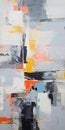 Abstract Painting With Yellow, Orange, And Grey Brushstrokes Royalty Free Stock Photo