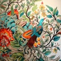 Vibrant Avian Illustrations: Majestic Composition On Wallpaper