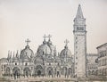 Painting of St. Mark's basilica in Venice Italy