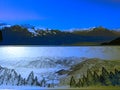 The painting stand of the famous peaks of Swiss Alps