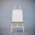 Painting stand wooden easel with blank canvas poster sign board isolated on concrete texture background