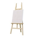 Painting stand wooden easel with blank canvas poster sign board isolated on white background Royalty Free Stock Photo