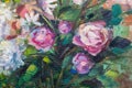 Painting still life oil painting texture, rose impressionism art