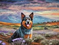 Painting style of an Australian blue cattle dog Royalty Free Stock Photo