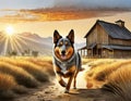 Painting style of an Australian blue cattle dog Royalty Free Stock Photo