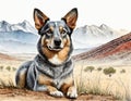 Painting style of an Australian blue cattle dog Royalty Free Stock Photo