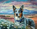 Painting style of an Australian blue cattle dog Royalty Free Stock Photo