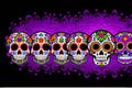 Painting Sugar Mexican Skull, Halloween Traditional Culture Colourful Skull, Day Of The Dead, AI Generative