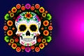 Painting Sugar Mexican Skull, Halloween Traditional Culture Colourful Skull, Day Of The Dead, AI Generative
