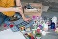 Painting supplies creative artist workplace