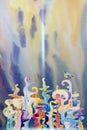 Painting surreal forest fantasy, Abstract wallpaper illustration watercolor paintings